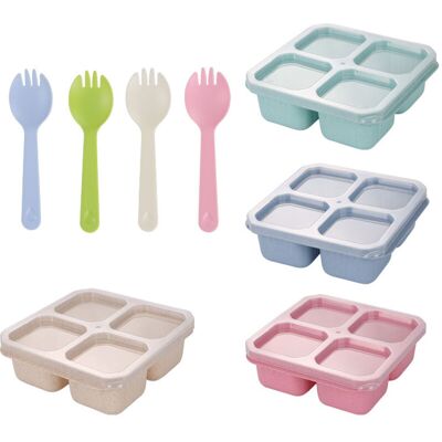 BRINSEA Boîte À Goûter À 4 Compartiments, Boîte À Lunch Multicolore Pour Les Voyages - Publicité BRINSEA Boîte À Goûter À 4 Compartiments, Boîte À Lunch Multicolore Pour Les Voyages - Publicité