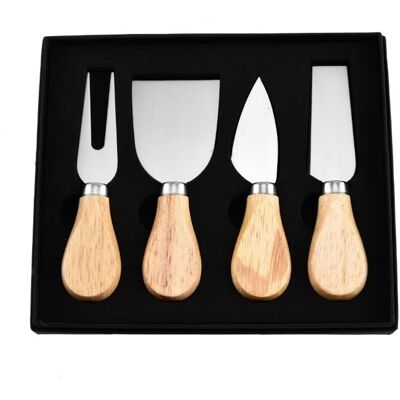BRINSEA Ensemble De 4 Couteaux À Fromage, Lame En Acier Inoxydable Et Manche En Bois, Pour Fromages Et Gâteaux - Publicité BRINSEA Ensemble De 4 Couteaux À Fromage, Lame En Acier Inoxydable Et Manche En Bois, Pour Fromages Et Gâteaux - Publicité