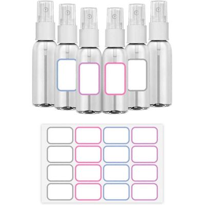 ALLAUVE Lot De 6 Flacons Pulvérisateurs Vides Avec 12 Étiquettes, Capacité De 50 Ml, Rechargeables, Pour Le Transport De Produits Liquides (lotion, Etc.) En Voyage Ou En Camping. Publicité ALLAUVE Lot De 6 Flacons Pulvérisateurs Vides Avec 12 Étiquettes, Capacité De 50 Ml, Rechargeables, Pour Le Transport De Produits Liquides (lotion, Etc.) En Voyage Ou En Camping. Publicité