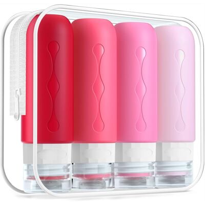 Apex Lot De 8 Flacons De Voyage En Silicone Étanches (ensemble De Deux Pièces), Distributeur De Liquide (90 Ml) - Publicité Apex Lot De 8 Flacons De Voyage En Silicone Étanches (ensemble De Deux Pièces), Distributeur De Liquide (90 Ml) - Publicité