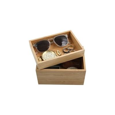 ZVD Boite Organisateur Polyvalent 2 Compartiments Empilables Bambou Isalys Beige Msv - Publicité ZVD Boite Organisateur Polyvalent 2 Compartiments Empilables Bambou Isalys Beige Msv - Publicité