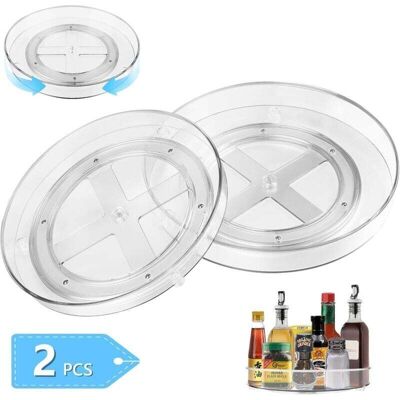 OEM 2 Pièces Plateau Tournant Cuisine Rotatif 360°, Transparent Plastique Étagère Lazy Susan Rangement Organisation Placard Pour Epices Snack Bouteille, Cosmétique, Fruit Organisateur Frigo (23.5cm+27cm) - Publicité OEM 2 Pièces Plateau Tournant Cuisine Rotatif 360°, Transparent Plastique Étagère Lazy Susan Rangement Organisation Placard Pour Epices Snack Bouteille, Cosmétique, Fruit Organisateur Frigo (23.5cm+27cm) - Publicité