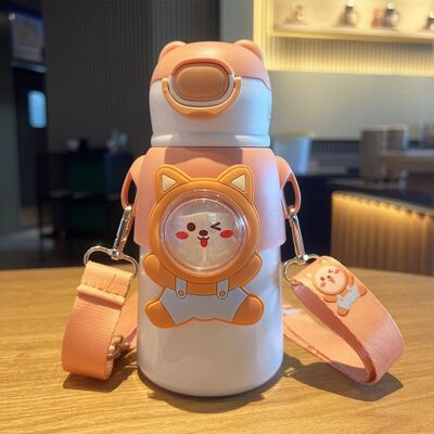 Cellfast Bouteille Thermos De Dessin Animé Pour Enfants De 500ml Avec Paille, Bouteille Thermos Anti-fuite, Bouteille D'Eau Kawaii Orange - Publicité Cellfast Bouteille Thermos De Dessin Animé Pour Enfants De 500ml Avec Paille, Bouteille Thermos Anti-fuite, Bouteille D'Eau Kawaii Orange - Publicité