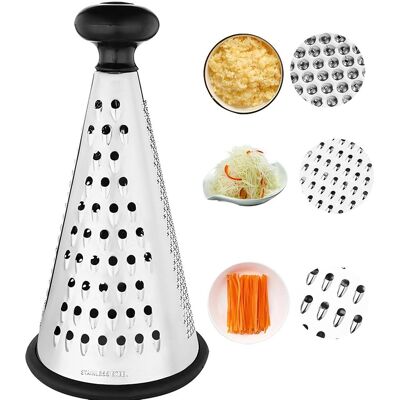 Generic Râpe À Fromage 3 Côtés En Acier Inoxydable Avec Broyeur Conique De 25,5 Cm – Râpe De Cuisine Pour Fromage, Légumes, Ail – Protège-main Antidérapant - Publicité Generic Râpe À Fromage 3 Côtés En Acier Inoxydable Avec Broyeur Conique De 25,5 Cm – Râpe De Cuisine Pour Fromage, Légumes, Ail – Protège-main Antidérapant - Publicité