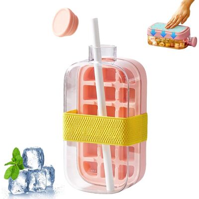GRASSLIN 1 Bac À Glaçons 2 En 1 Avec Paille, Couvercle Étanche, Bouteille Pp Pet, Pour Maison Et Pique-nique - Publicité GRASSLIN 1 Bac À Glaçons 2 En 1 Avec Paille, Couvercle Étanche, Bouteille Pp Pet, Pour Maison Et Pique-nique - Publicité