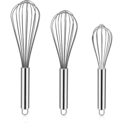 ALVIOR Fouet - Acier Inoxydable - 8 Pouces 10 Pouces 12 Pouces - Pour Cuisiner Mélanger Battre Fouetter - Lot De 3 - Publicité ALVIOR Fouet - Acier Inoxydable - 8 Pouces 10 Pouces 12 Pouces - Pour Cuisiner Mélanger Battre Fouetter - Lot De 3 - Publicité