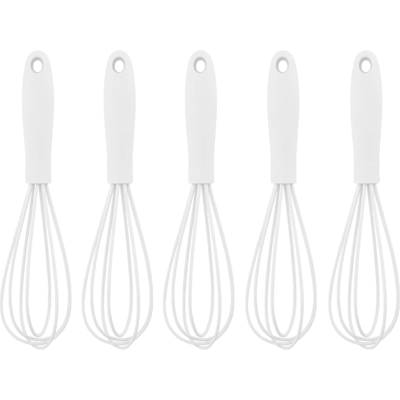 HERUSI Lot De 5 Fouets À Œufs En Acier Inoxydable Et Silicone De 15 Cm (6 Pouces) - Blancs - Publicité HERUSI Lot De 5 Fouets À Œufs En Acier Inoxydable Et Silicone De 15 Cm (6 Pouces) - Blancs - Publicité