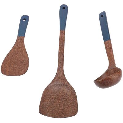FLAMMKRAFT Ensemble D'Ustensiles De Cuisine En Bois Avec Trou De Suspension (spatule, Louche, Cuillère À Soupe) - Publicité FLAMMKRAFT Ensemble D'Ustensiles De Cuisine En Bois Avec Trou De Suspension (spatule, Louche, Cuillère À Soupe) - Publicité