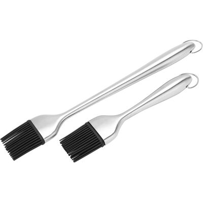 LBVIE Lot De 2 Pinceaux À Huile En Silicone Avec Manche En Acier Inoxydable Argenté, Accessoires De Cuisine Et De Pâtisserie - Publicité LBVIE Lot De 2 Pinceaux À Huile En Silicone Avec Manche En Acier Inoxydable Argenté, Accessoires De Cuisine Et De Pâtisserie - Publicité
