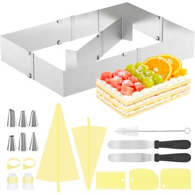 GRASSLIN 1 Cadre Pâtisserie Extensible,acier Inoxydable,moule À Gâteau Rectangulaire,hauteur 8cm,cuisine Professionnelle - Publicité GRASSLIN 1 Cadre Pâtisserie Extensible,acier Inoxydable,moule À Gâteau Rectangulaire,hauteur 8cm,cuisine Professionnelle - Publicité