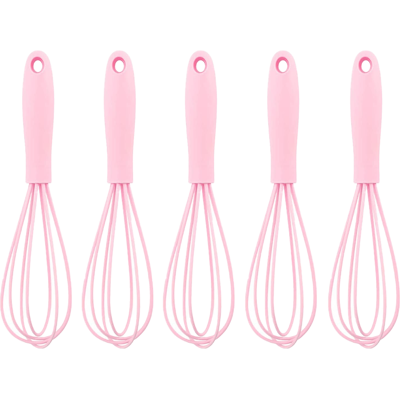 HERUSI Lot De 5 Fouets À Œufs En Silicone Et Acier Inoxydable De 15 Cm (6 Pouces) - Rose - Publicité HERUSI Lot De 5 Fouets À Œufs En Silicone Et Acier Inoxydable De 15 Cm (6 Pouces) - Rose - Publicité