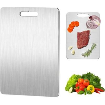 Vision Planche À Découper En Titane - En Acier Inoxydable Des Deux Côtés - Sans Bpa - Pour La Cuisine, La Viande, Le Pain, Les Légumes, Les Fruits (34 X 23 Cm) - Publicité Vision Planche À Découper En Titane - En Acier Inoxydable Des Deux Côtés - Sans Bpa - Pour La Cuisine, La Viande, Le Pain, Les Légumes, Les Fruits (34 X 23 Cm) - Publicité