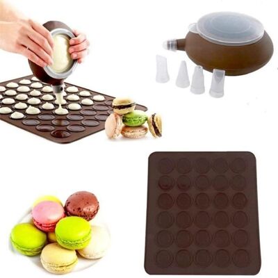 Cellfast Tapis De Cuisson Macarons, Plaque À Macarons Meringues Moule En Silicone Pour 30 Coques Macarons Avec 1 Poche À Douille - Publicité Cellfast Tapis De Cuisson Macarons, Plaque À Macarons Meringues Moule En Silicone Pour 30 Coques Macarons Avec 1 Poche À Douille - Publicité