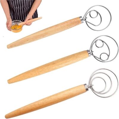 BARBAYDOS Batteur À Œufs - Professionnel - 3 Pcs - Bois Et Acier Inoxydable - 33.3 Cm - Multifonctionnel - Publicité BARBAYDOS Batteur À Œufs - Professionnel - 3 Pcs - Bois Et Acier Inoxydable - 33.3 Cm - Multifonctionnel - Publicité