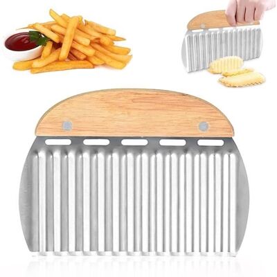 Cellfast Couteau De Cuisine - Multifonction - Acier Inoxydable - Lame Ondulée - Manche En Bois - 15.8x11.5cm - Publicité Cellfast Couteau De Cuisine - Multifonction - Acier Inoxydable - Lame Ondulée - Manche En Bois - 15.8x11.5cm - Publicité