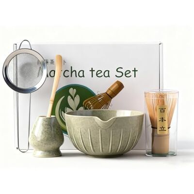 ALVIOR Bol À Matcha - Fouet À Bamboo - Support À Fouet - Cuillère À Thé - Filtre En Acier Inoxydable - Set Complet Pour Cérémonie Du Thé - 5 Pièces - Publicité ALVIOR Bol À Matcha - Fouet À Bamboo - Support À Fouet - Cuillère À Thé - Filtre En Acier Inoxydable - Set Complet Pour Cérémonie Du Thé - 5 Pièces - Publicité