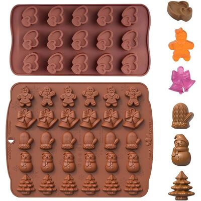 GRASSLIN 2 Pièces Moule Chocolat, Silicone Coeur, Tablette Noel, Chocolat A Pour Mariage, Saint-valentin, Noël, Diy - - Publicité GRASSLIN 2 Pièces Moule Chocolat, Silicone Coeur, Tablette Noel, Chocolat A Pour Mariage, Saint-valentin, Noël, Diy - - Publicité