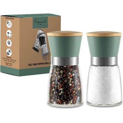 Cellfast Lot De 2 Moulins À Sel Et À Poivre Réglables En Céramique - Salières Et Poivrières Rechargeables Vert Sauge - Publicité Cellfast Lot De 2 Moulins À Sel Et À Poivre Réglables En Céramique - Salières Et Poivrières Rechargeables Vert Sauge - Publicité