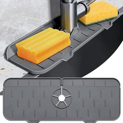 (gris) Pare-éclaboussures Pour Évier, Tapis De Robinet, Poignée Anti-gouttes En Silicone-aquaforge - Publicité (gris) Pare-éclaboussures Pour Évier, Tapis De Robinet, Poignée Anti-gouttes En Silicone-aquaforge - Publicité