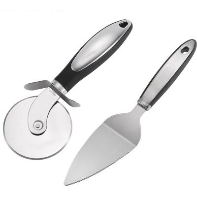 JSSEVN Coupe Pizza Roulette, 2 Pcs Pelle À Tarte Découpe Pizza Roulette À Decouper Pelle À Tarte Acier Inoxydable Pour Coupe De Pizzas, Tarte, Pizza, Gâteau, Gaufres - Publicité JSSEVN Coupe Pizza Roulette, 2 Pcs Pelle À Tarte Découpe Pizza Roulette À Decouper Pelle À Tarte Acier Inoxydable Pour Coupe De Pizzas, Tarte, Pizza, Gâteau, Gaufres - Publicité