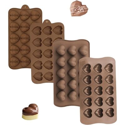 GRASSLIN 4 Pièces Moulle À Chocolat Silicone, Moules Chocolat, Silicone Bonbons, Pour Chocolats, Savon, Gâteau (cœur) 3 - - Publicité GRASSLIN 4 Pièces Moulle À Chocolat Silicone, Moules Chocolat, Silicone Bonbons, Pour Chocolats, Savon, Gâteau (cœur) 3 - - Publicité