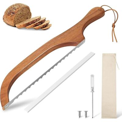 SANS MARQUE Coupe-pain En Forme D'Arc, Couteau A Pain De 40 Cm, Lame En Acier Inoxydable Brotmesser Aus Holz, Parfait Pour Couper Pain De Mie, Pain Rustique, Baguettes Et Gâteaux - Publicité SANS MARQUE Coupe-pain En Forme D'Arc, Couteau A Pain De 40 Cm, Lame En Acier Inoxydable Brotmesser Aus Holz, Parfait Pour Couper Pain De Mie, Pain Rustique, Baguettes Et Gâteaux - Publicité