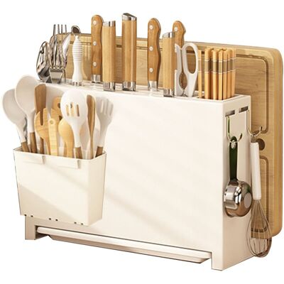 WEYTOLL Baguettes De Cuisine Blanches, Support De Couteaux, Planche À Découper, Support De Vidange Magnétique Intégré Pour La Maison - Publicité WEYTOLL Baguettes De Cuisine Blanches, Support De Couteaux, Planche À Découper, Support De Vidange Magnétique Intégré Pour La Maison - Publicité