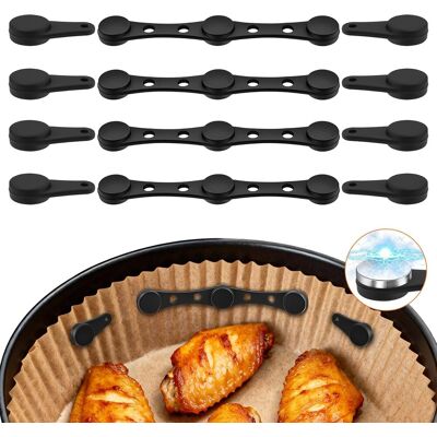 GRASSLIN 12 Boucles Magnétiques En Silicone Pour Papier Cuisson Air Fryer, Résistant Chaleur, Noir Rond, Panier Métal - Publicité GRASSLIN 12 Boucles Magnétiques En Silicone Pour Papier Cuisson Air Fryer, Résistant Chaleur, Noir Rond, Panier Métal - Publicité