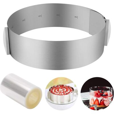 GRASSLIN 1 Cercle À Pâtisserie, Acier Inoxydable, Réglable 16-30cm, Moule À Gâteau, Avec Collier, Pour Dessert Mousse - Publicité GRASSLIN 1 Cercle À Pâtisserie, Acier Inoxydable, Réglable 16-30cm, Moule À Gâteau, Avec Collier, Pour Dessert Mousse - Publicité