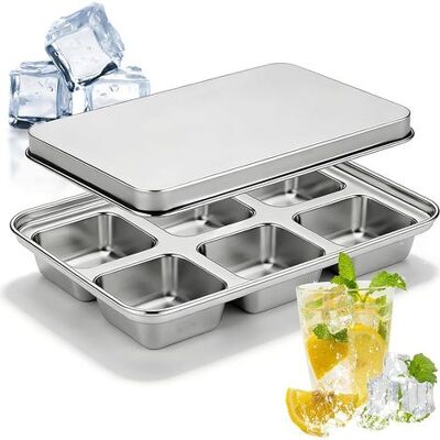 SANS MARQUE 2pcs Bac À Glaçons En Acier Inoxydable, Moule À Glaçons Avec Couvercle, 6 Emplacements Grand Bacs À Glaçons Carrés, Plateau À Glaçonss En Métal Sans Bpa Pour Cocktails Whisky Vin Chocolat Café - Publicité SANS MARQUE 2pcs Bac À Glaçons En Acier Inoxydable, Moule À Glaçons Avec Couvercle, 6 Emplacements Grand Bacs À Glaçons Carrés, Plateau À Glaçonss En Métal Sans Bpa Pour Cocktails Whisky Vin Chocolat Café - Publicité