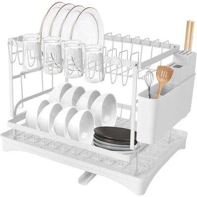 GRASSLIN Égouttoir Vaisselle 2 Niveaux Blanc – Rangement Organisation Cuisine, Bac D'Égouttement 360° Drainage Rotatif, 20kg Capacité Porte-couverts Planche Découper, Accessoire Cuisine Plan De Travail Blanc.' - Publicité GRASSLIN Égouttoir Vaisselle 2 Niveaux Blanc – Rangement Organisation Cuisine, Bac D'Égouttement 360° Drainage Rotatif, 20kg Capacité Porte-couverts Planche Découper, Accessoire Cuisine Plan De Travail Blanc.' - Publicité