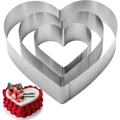 GRASSLIN 3 - Emporte-pièce - Moule À Gâteau - Acier Inoxydable - Pour Pâtisserie Et Pizza - Cœur - Argent - 10x5cm 15x5cm 20x5cm - Publicité GRASSLIN 3 - Emporte-pièce - Moule À Gâteau - Acier Inoxydable - Pour Pâtisserie Et Pizza - Cœur - Argent - 10x5cm 15x5cm 20x5cm - Publicité