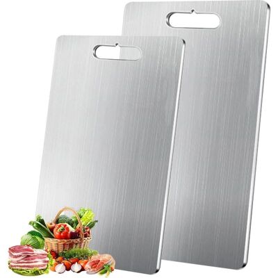 Vision Planche À Découper En 2 Parties, Planche À Découper Multifonctionnelle En Titane, Planche À Découper Double Face En Acier Inoxydable De Qualité Alimentaire, Pour Une Utilisation Avec Les Aliments - Publicité Vision Planche À Découper En 2 Parties, Planche À Découper Multifonctionnelle En Titane, Planche À Découper Double Face En Acier Inoxydable De Qualité Alimentaire, Pour Une Utilisation Avec Les Aliments - Publicité