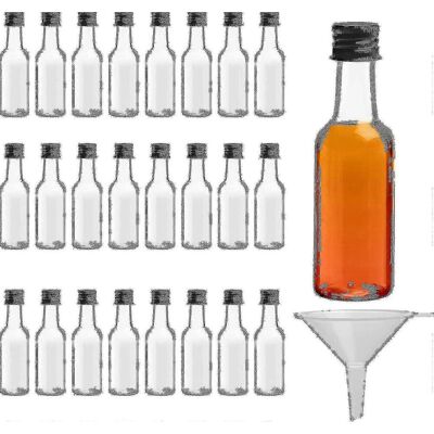 Mini-bouteilles (lot De 24) - Bouteilles Vides Réutilisables De 50 Ml Avec Bouchon À Vis Et Entonnoir-aquaforge - Publicité Mini-bouteilles (lot De 24) - Bouteilles Vides Réutilisables De 50 Ml Avec Bouchon À Vis Et Entonnoir-aquaforge - Publicité