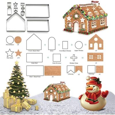 Generic Emporte Pièce De Noël 3d, Moule De Coupe Biscuit En Acier Inoxydable 10 Pièces, Maison De Pain D'Épice De Noël Pour Bricolage Cuisson Ect - Publicité Generic Emporte Pièce De Noël 3d, Moule De Coupe Biscuit En Acier Inoxydable 10 Pièces, Maison De Pain D'Épice De Noël Pour Bricolage Cuisson Ect - Publicité