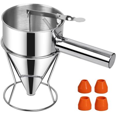 AHLSEN Bravix Entonnoir A Piston Inox, Entonnoir Cuisine 1,2 Litre Multi-calibre Piston Patisserie Avec Support, Distributeur De Pate Pour Gâteaux, Crêpes Et Desserts - Publicité AHLSEN Bravix Entonnoir A Piston Inox, Entonnoir Cuisine 1,2 Litre Multi-calibre Piston Patisserie Avec Support, Distributeur De Pate Pour Gâteaux, Crêpes Et Desserts - Publicité