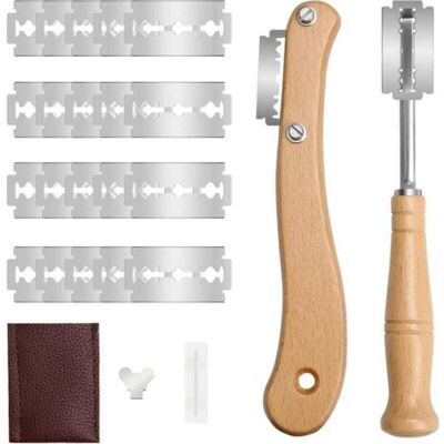 ABYSSE Ensemble De Couteaux À Pain, Couteau À Pain En Bois Avec 20 Lames En Acier Inoxydable, Coupe-pâte Manuel, Accessoires De Pâtisserie, 1 Ensemble - Publicité ABYSSE Ensemble De Couteaux À Pain, Couteau À Pain En Bois Avec 20 Lames En Acier Inoxydable, Coupe-pâte Manuel, Accessoires De Pâtisserie, 1 Ensemble - Publicité