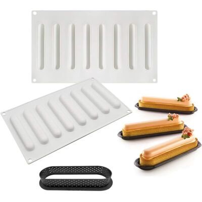 GRASSLIN Moule En Silicone, Moule Gateau Pour Glace Chocolat Pâtisserie Dessert, Outil Croustillant Plastique, 8 Trous Forme De Bande Mince Ovale Holes Slender Strip Oval Shape - - Publicité GRASSLIN Moule En Silicone, Moule Gateau Pour Glace Chocolat Pâtisserie Dessert, Outil Croustillant Plastique, 8 Trous Forme De Bande Mince Ovale Holes Slender Strip Oval Shape - - Publicité