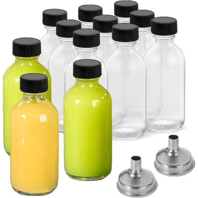 OEM Lot De 12 Bouteilles En Verre,60 Ml,bouchons Vissés,entonnoirs,verre Alimentaire,réutilisables,pour Voyage,échantillons,bar - Publicité OEM Lot De 12 Bouteilles En Verre,60 Ml,bouchons Vissés,entonnoirs,verre Alimentaire,réutilisables,pour Voyage,échantillons,bar - Publicité