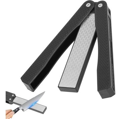 Melissa Aiguiseur Couteaux, Affûteur Diamant Pliable À Double Grain D’affûtage Épais/extrafin 400/600 Grit Pour L'Outil D'Affûtage De Cuisine Jardin Camping En Plein Air - Noir - Publicité Melissa Aiguiseur Couteaux, Affûteur Diamant Pliable À Double Grain D’affûtage Épais/extrafin 400/600 Grit Pour L'Outil D'Affûtage De Cuisine Jardin Camping En Plein Air - Noir - Publicité