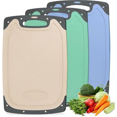 Vision Planches À Découper En Plastique, Lot De 3 Avec Poignées, Antidérapantes Et Antibactériennes, Convenant À La Viande, Aux Légumes Et Aux Fruits - Publicité Vision Planches À Découper En Plastique, Lot De 3 Avec Poignées, Antidérapantes Et Antibactériennes, Convenant À La Viande, Aux Légumes Et Aux Fruits - Publicité