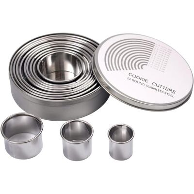GRASSLIN 12pcs - Emporte-pièce Rond - Cercle Pâtisserie - Acier Inoxydable - Pour Biscuits Gâteaux Pâtes À Sucre - Cuisine Professionnelle Et Maison - Argenté - 2,8cm À 11,5cm - Publicité GRASSLIN 12pcs - Emporte-pièce Rond - Cercle Pâtisserie - Acier Inoxydable - Pour Biscuits Gâteaux Pâtes À Sucre - Cuisine Professionnelle Et Maison - Argenté - 2,8cm À 11,5cm - Publicité