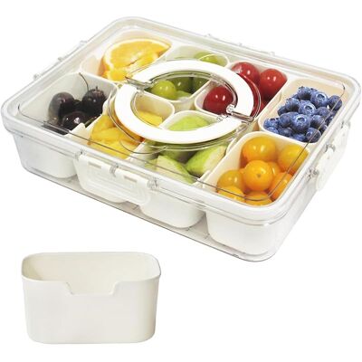 SANS MARQUE Plateau Service Divisé Avec Couvercle Et Poignée, Récipient Stockage Nourriture Portable, Plateaux Collation, Boîte À 8 Carrés Amovibles, Organisateur D'Apéritif Pour Fêtes,légumes,bonbons,fruits,noix - Publicité SANS MARQUE Plateau Service Divisé Avec Couvercle Et Poignée, Récipient Stockage Nourriture Portable, Plateaux Collation, Boîte À 8 Carrés Amovibles, Organisateur D'Apéritif Pour Fêtes,légumes,bonbons,fruits,noix - Publicité
