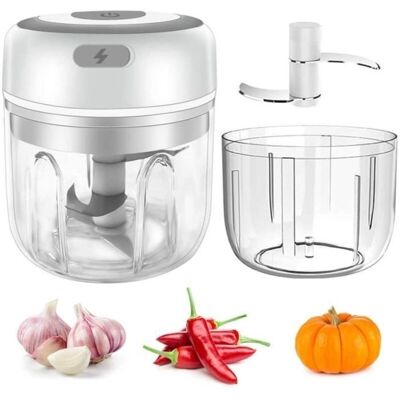 SANS MARQUE Mini Presse-ail Électrique Machine À Ail Électrique Sans Fil Hachoir Alimentaire Avec Lames Tranchantes - 250ml&100ml Blanc - Publicité SANS MARQUE Mini Presse-ail Électrique Machine À Ail Électrique Sans Fil Hachoir Alimentaire Avec Lames Tranchantes - 250ml&100ml Blanc - Publicité