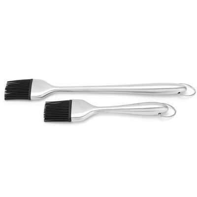 WEYTOLL Lot De 2 Pinceaux À Huile En Silicone Avec Manche En Acier Inoxydable Argenté, Accessoires De Cuisine Et De Pâtisserie - Publicité WEYTOLL Lot De 2 Pinceaux À Huile En Silicone Avec Manche En Acier Inoxydable Argenté, Accessoires De Cuisine Et De Pâtisserie - Publicité
