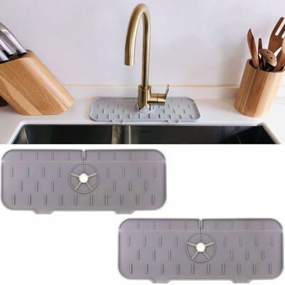 2 Pièces Pare-éclaboussures Évier Silicone Gris - Tapis Collecteur Eau Robinet Cuisine Lavable Antidérapant-ulisem - Publicité 2 Pièces Pare-éclaboussures Évier Silicone Gris - Tapis Collecteur Eau Robinet Cuisine Lavable Antidérapant-ulisem - Publicité