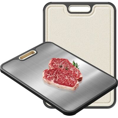 Vision Planche À Découper Double Face, En Acier Inoxydable De Qualité Alimentaire Avec Poignée, Adaptée À La Viande, Aux Fruits Et Légumes De Cuisine, Antidérapante Et Facile À Nettoyer, 1 Pièce - Publicité Vision Planche À Découper Double Face, En Acier Inoxydable De Qualité Alimentaire Avec Poignée, Adaptée À La Viande, Aux Fruits Et Légumes De Cuisine, Antidérapante Et Facile À Nettoyer, 1 Pièce - Publicité