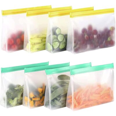 Melissa Houhence – Lot De 8 Sacs En Silicone Réutilisables – Peva Sans Pvc Ni Bpa – Étanches Pour Aliments, Congélation, Rangement Légumes Et Collations - Publicité Melissa Houhence – Lot De 8 Sacs En Silicone Réutilisables – Peva Sans Pvc Ni Bpa – Étanches Pour Aliments, Congélation, Rangement Légumes Et Collations - Publicité