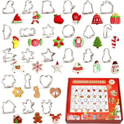 Generic Lot De 24 Emporte Pièces De Noël, Noël En Acier Inoxydable Moule À Biscuits Cookies, Pour Décoration De Fondant Biscuit Cookie Pâtisserie - Publicité Generic Lot De 24 Emporte Pièces De Noël, Noël En Acier Inoxydable Moule À Biscuits Cookies, Pour Décoration De Fondant Biscuit Cookie Pâtisserie - Publicité