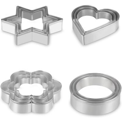 GRASSLIN Lot De 12 Emporte-pièce, Acier Inoxydable, Forme Cœur Fleur Étoile Rond, Pour Biscuit Gâteau Cookie Pâtisserie - Publicité GRASSLIN Lot De 12 Emporte-pièce, Acier Inoxydable, Forme Cœur Fleur Étoile Rond, Pour Biscuit Gâteau Cookie Pâtisserie - Publicité